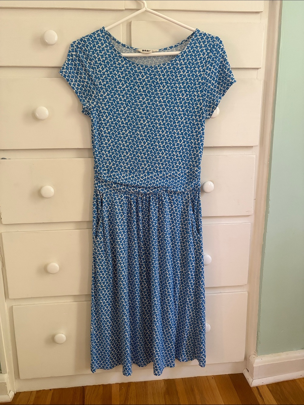 Boden Blue Floral-Print Midi Dress